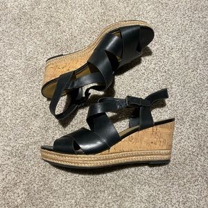Franco Sarto Black Platform Sandals Size 9